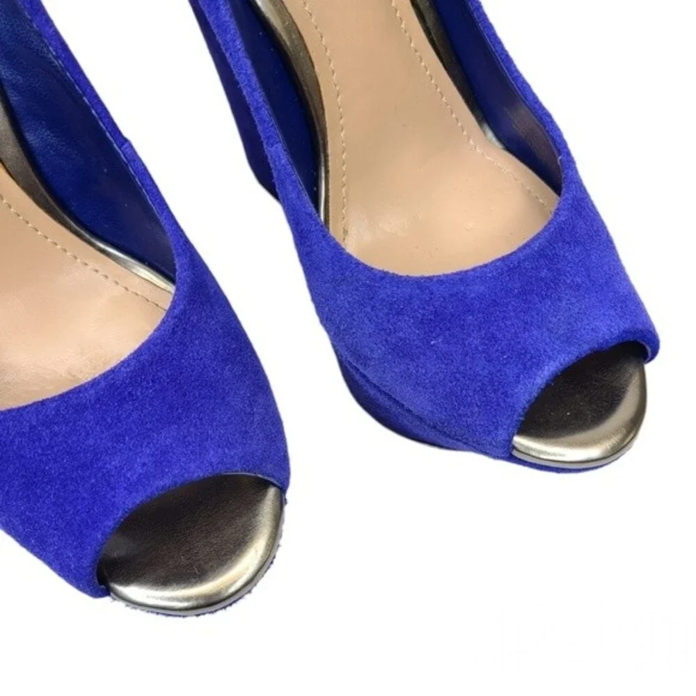 Sole Society Louisa Blue Violet Suede Wedges 6